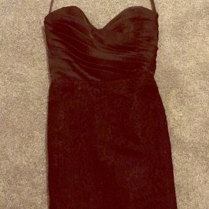 Strapless lace black cocktail dress